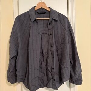 Zara blue/grey pinstripe button up